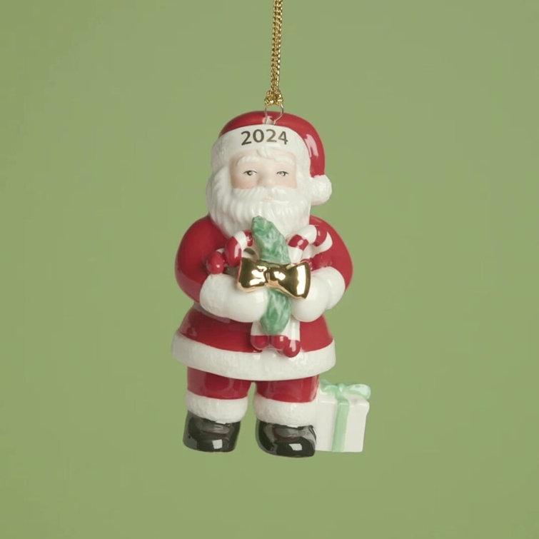 ANNUAL DATED 2024 Santa With Pickle & Candy Cane Ornament