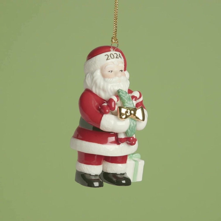 ANNUAL DATED 2024 Santa With Pickle & Candy Cane Ornament