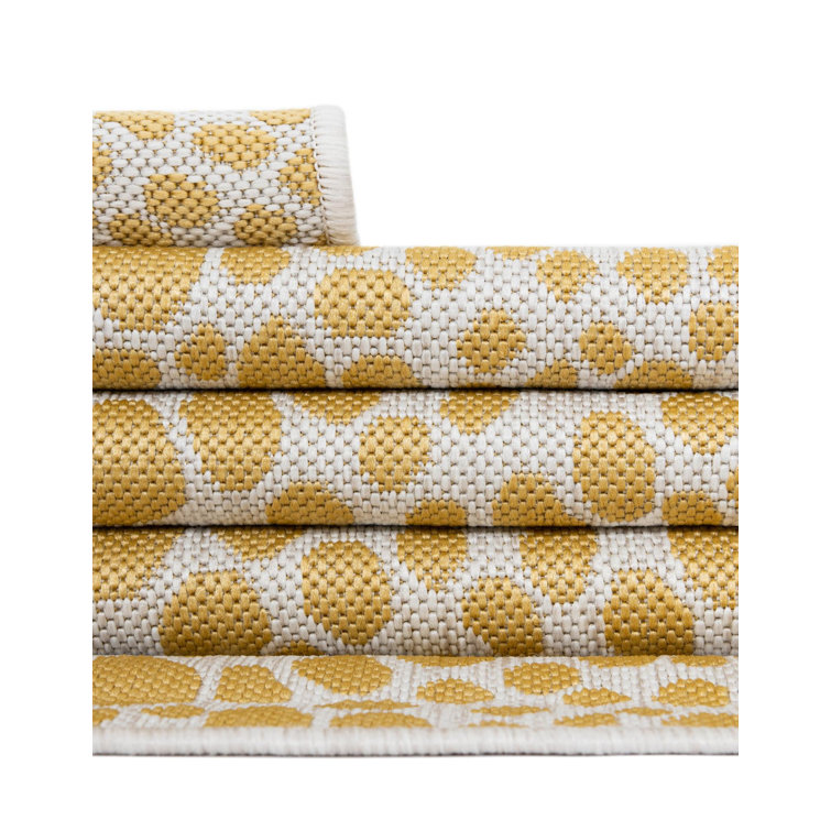 Jill Zarin Yellow Ivory Square Outdoor Synthetic Rug