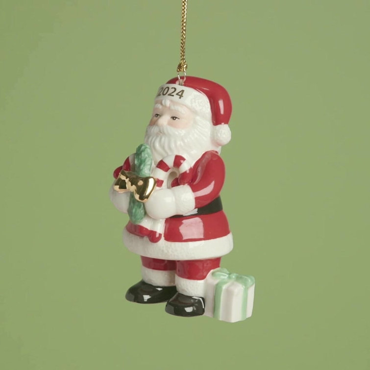 ANNUAL DATED 2024 Santa With Pickle & Candy Cane Ornament