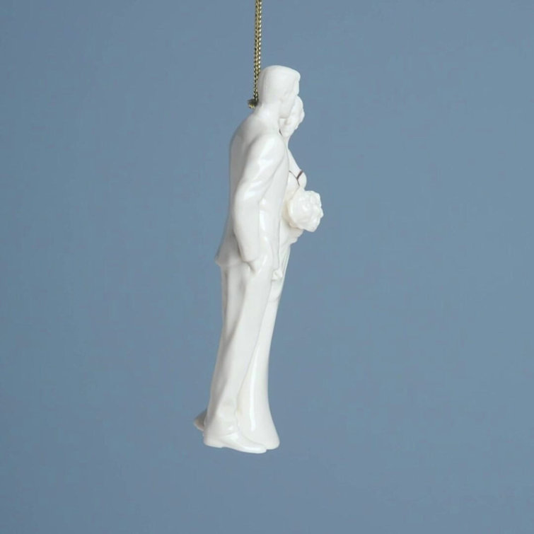 Elegant Porcelain Bride & Groom Ornament with Gold Accents