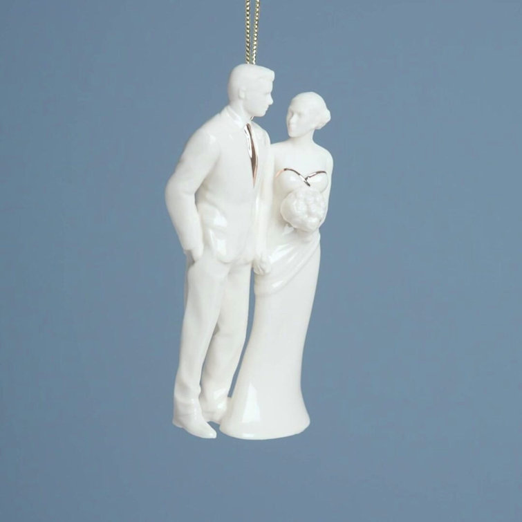 Elegant Porcelain Bride & Groom Ornament with Gold Accents