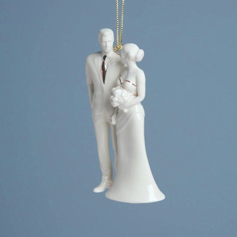 Elegant Porcelain Bride & Groom Ornament with Gold Accents