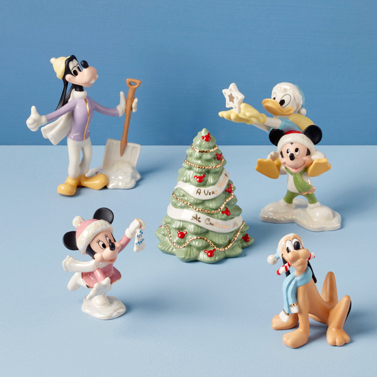 Disney Winter Fun 5-Piece Porcelain Figurine Set with 24K Gold Accents