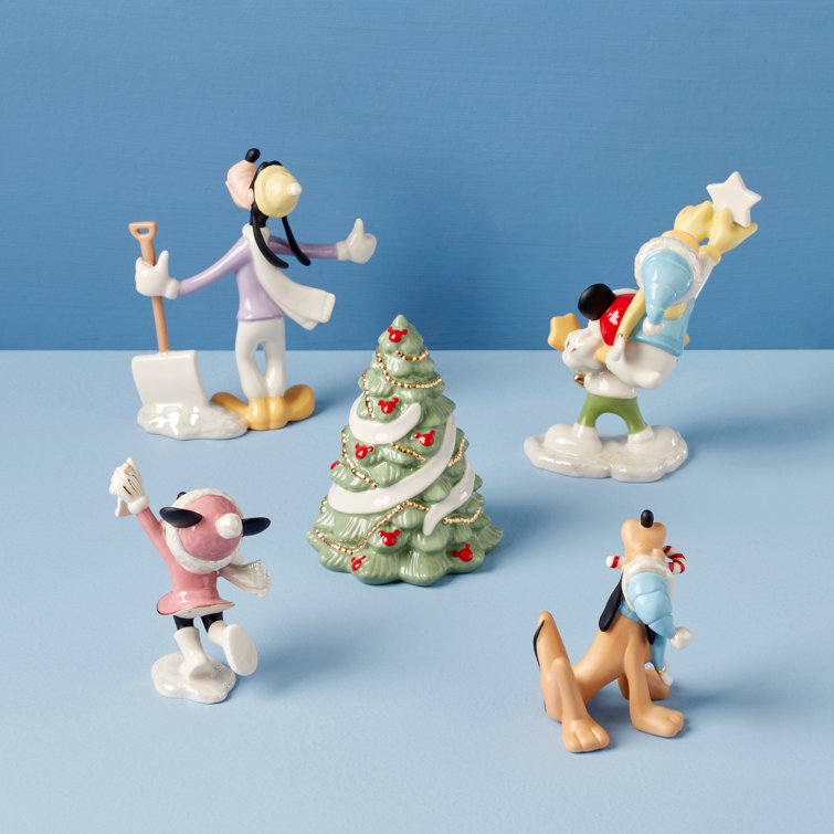 Disney Winter Fun 5-Piece Porcelain Figurine Set with 24K Gold Accents