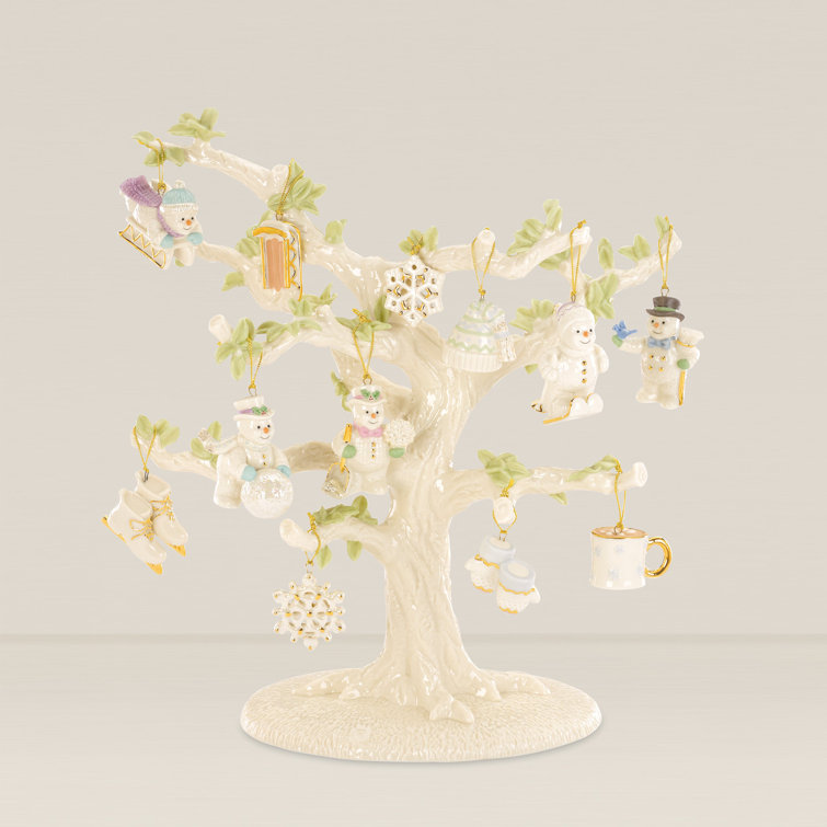 Snow Pals Porcelain Christmas Ornament and Tree Set