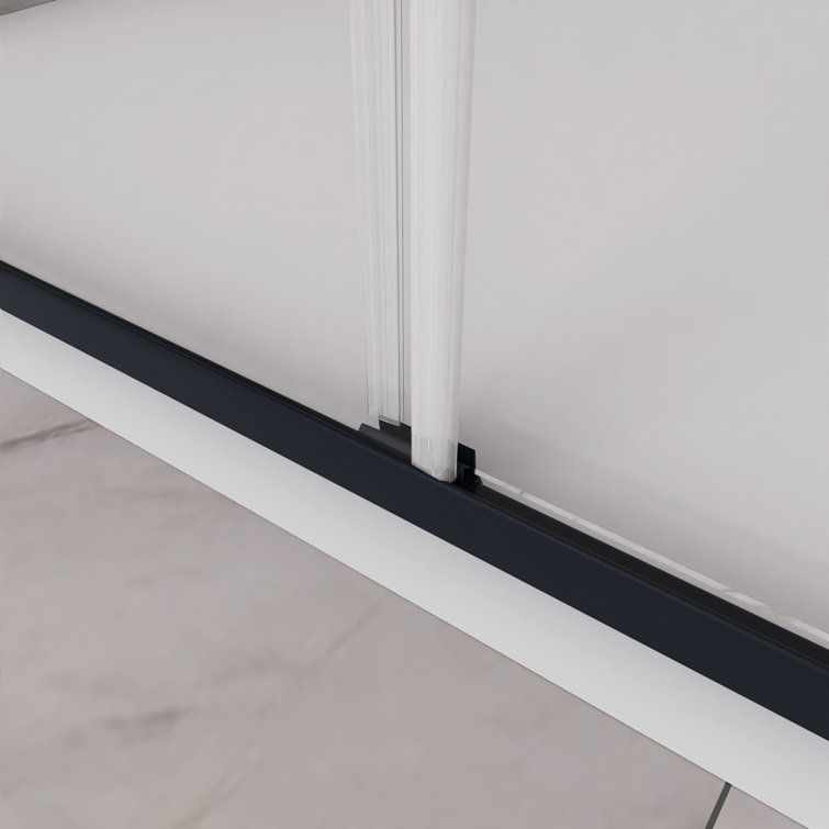 60 x 72 Matte Black Sliding Shower Door with Clear Glass