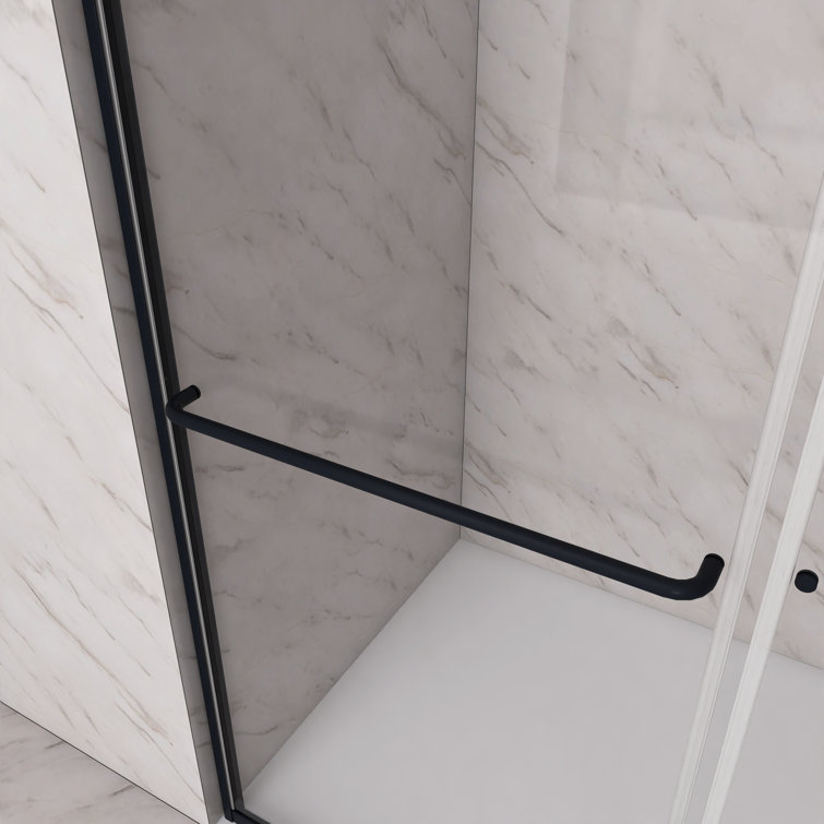 60 x 72 Matte Black Sliding Shower Door with Clear Glass
