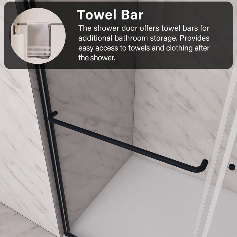 60 x 72 Matte Black Sliding Shower Door with Clear Glass