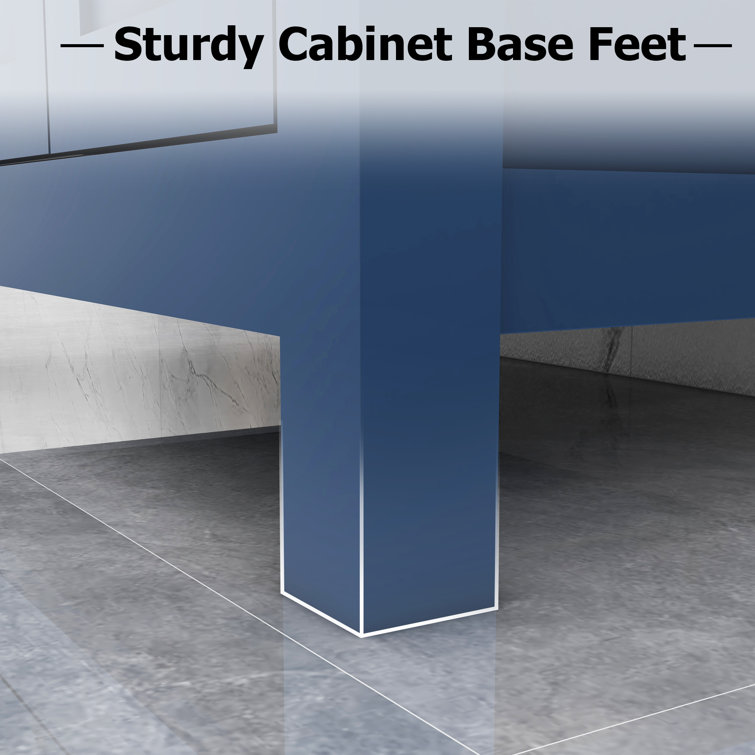 30" Blue Solid Wood Single Bathroom Vanity Base