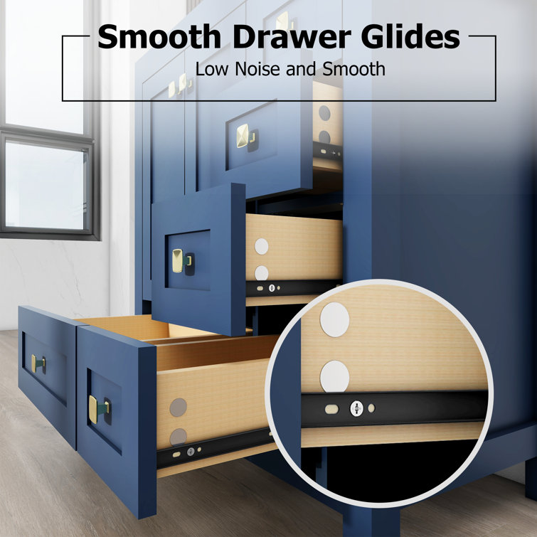 30" Blue Solid Wood Single Bathroom Vanity Base