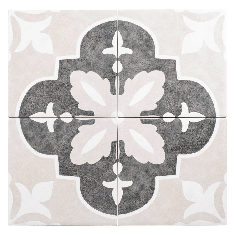 Veneto Black and Gray 6x6 Matte Porcelain Tile