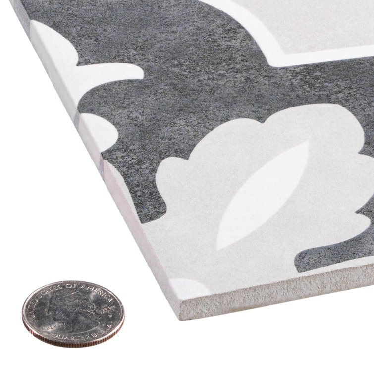 Veneto Black and Gray 6x6 Matte Porcelain Tile
