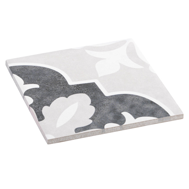 Veneto Black and Gray 6x6 Matte Porcelain Tile