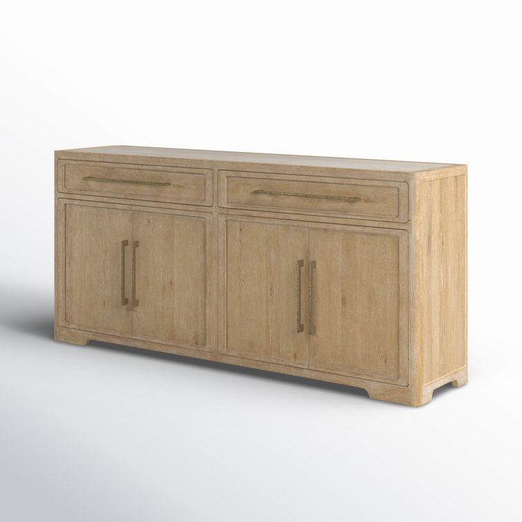 Beige Oak and Maple 80'' Transitional Buffet with Stone Inlay