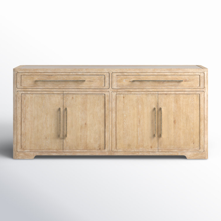 Beige Oak and Maple 80'' Transitional Buffet with Stone Inlay