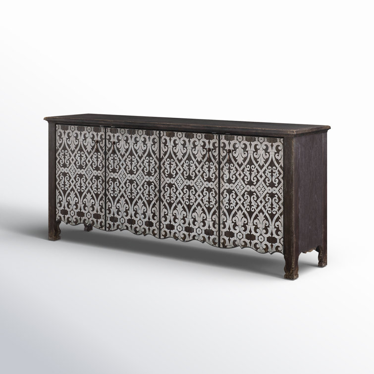 Rustic Black and White 78" Media Console with Cabinet