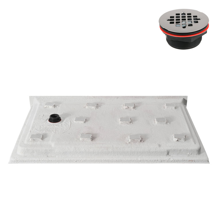 Glossy White Rectangular Acrylic Alcove Shower Base with Left Drain