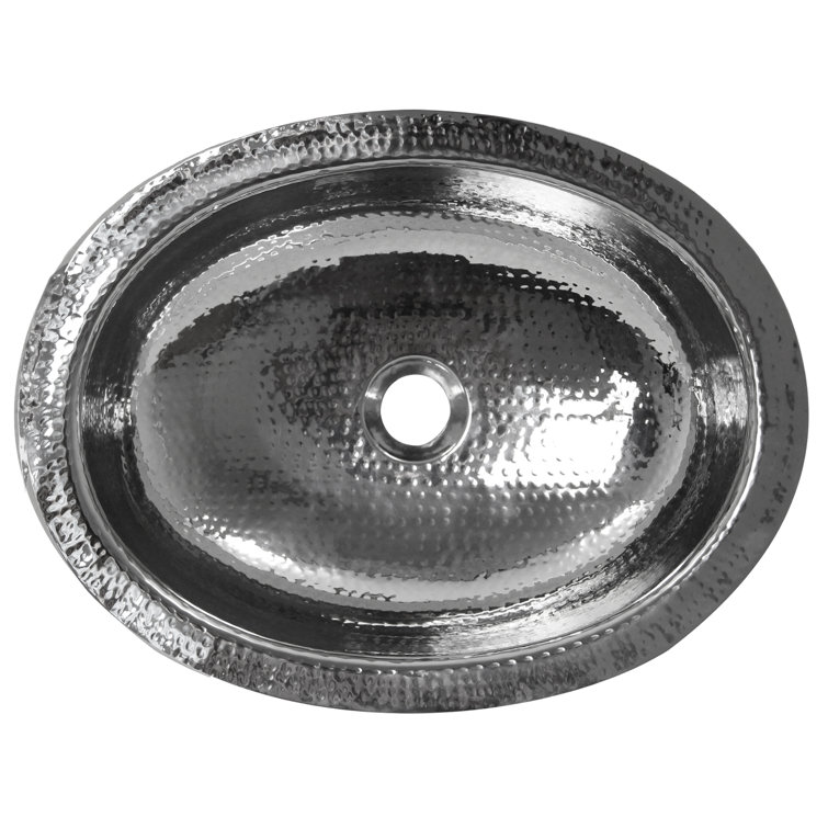 Polished Stainless Steel Oval Undermount Bathroom Sink