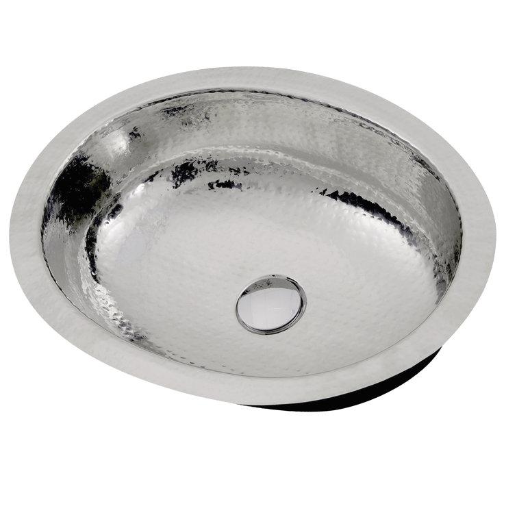 Polished Stainless Steel Oval Undermount Bathroom Sink