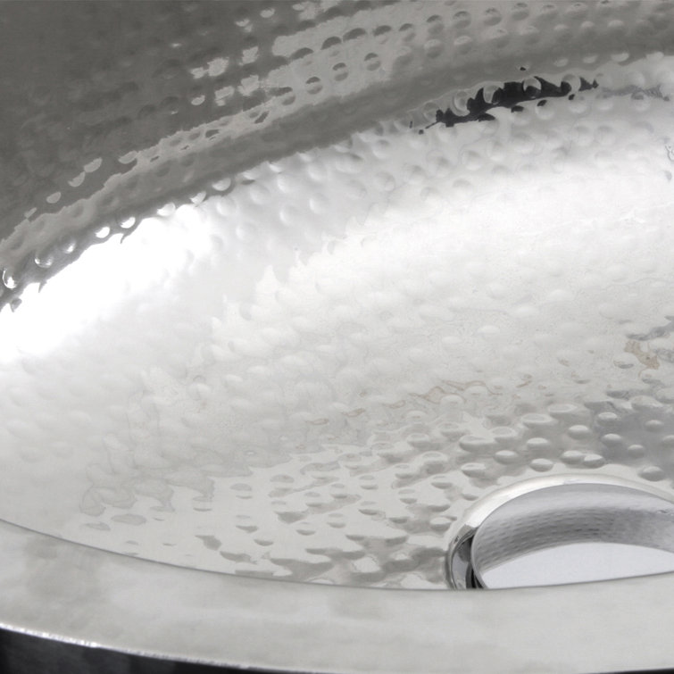 Polished Stainless Steel Oval Undermount Bathroom Sink