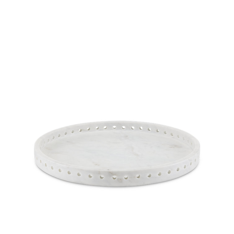 Freya Large Round White Marble Decorative Tray