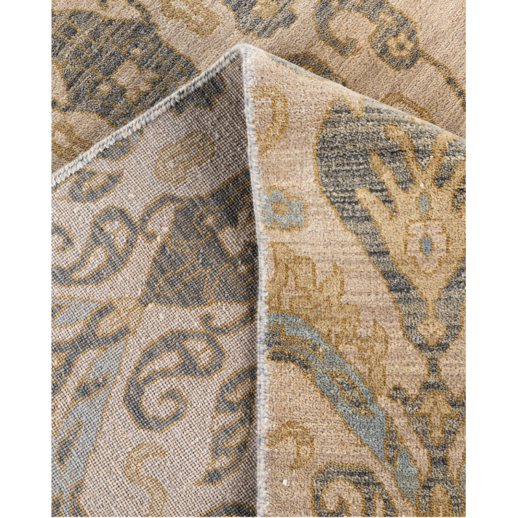 Ivory and Beige Hand-Knotted Wool Medallion Area Rug