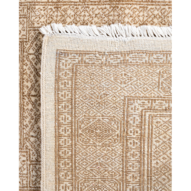 Ivory Hand-Knotted Wool Medallion Area Rug, 9' 2" x 12' 4"