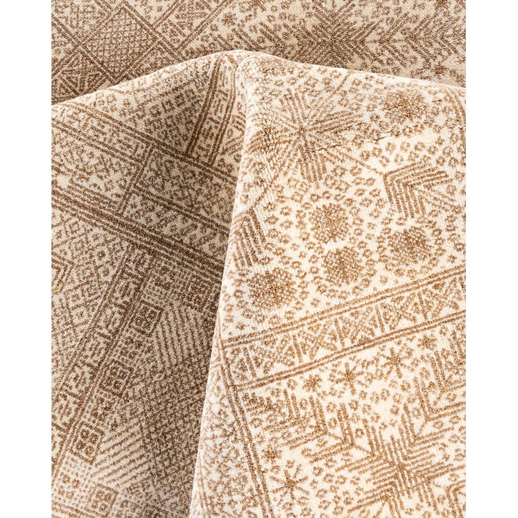 Ivory Hand-Knotted Wool Medallion Area Rug, 9' 2" x 12' 4"