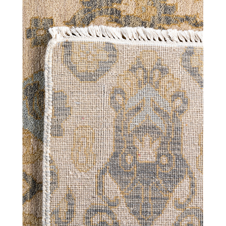 Ivory and Beige Hand-Knotted Wool Medallion Area Rug