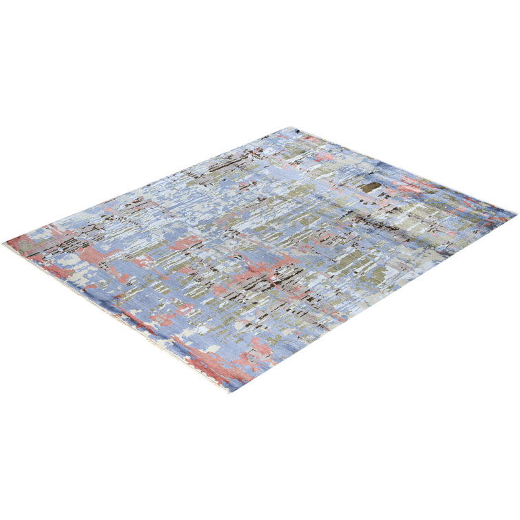 Handmade Rectangular Multicolor Wool and Silk Area Rug, 8' 3" x 10' 4"
