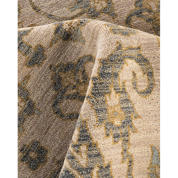 Ivory and Beige Hand-Knotted Wool Medallion Area Rug