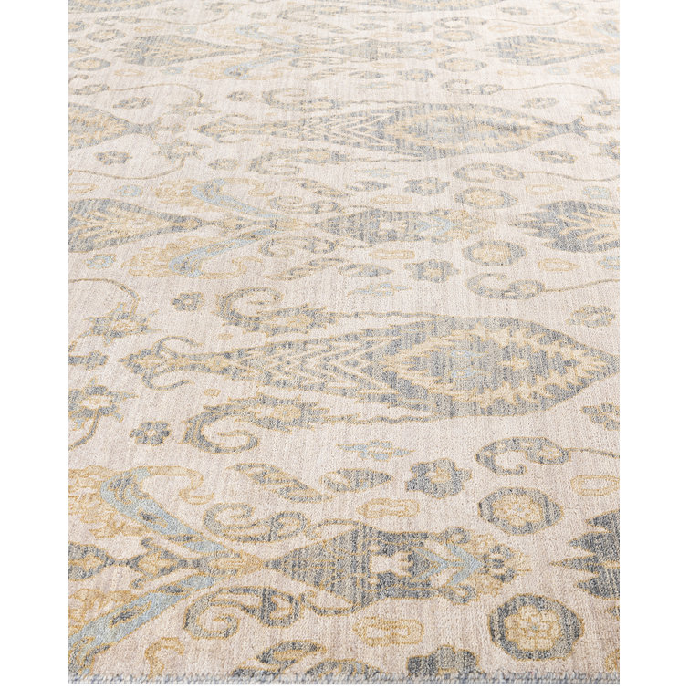 Ivory and Beige Hand-Knotted Wool Medallion Area Rug