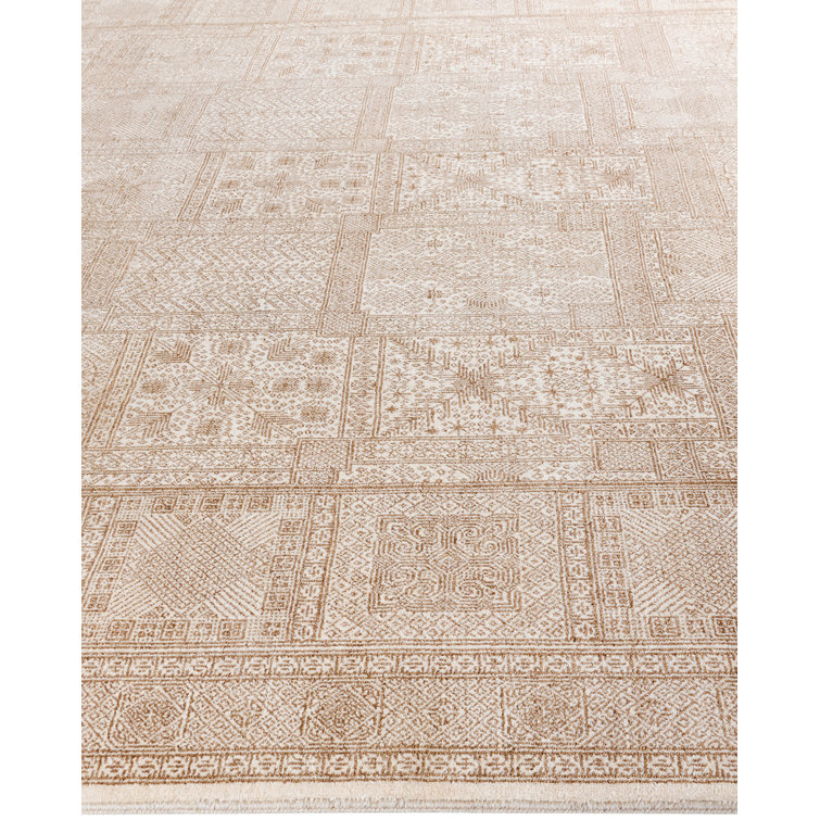 Ivory Hand-Knotted Wool Medallion Area Rug, 9' 2" x 12' 4"