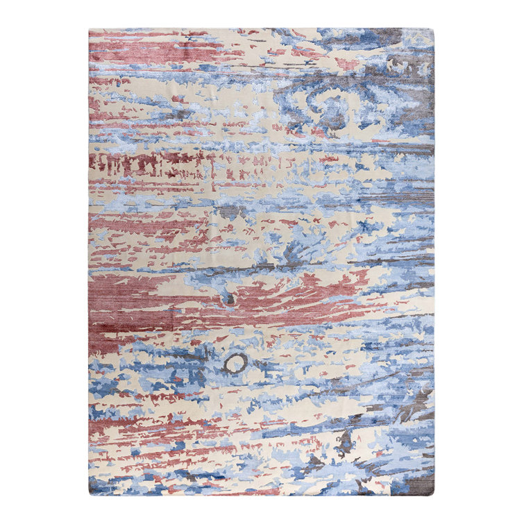 Ivory and Multicolor Hand-Knotted Wool and Silk Area Rug, 9' 1" x 12' 2"