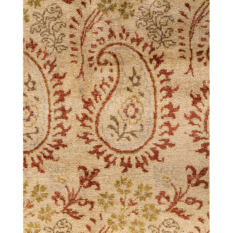 Rust and Beige Hand-Knotted Wool Medallion Area Rug, 9' x 12'