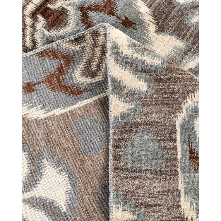 Gray Hand-Knotted Wool Medallion Area Rug, 9' 1" x 12' 5"