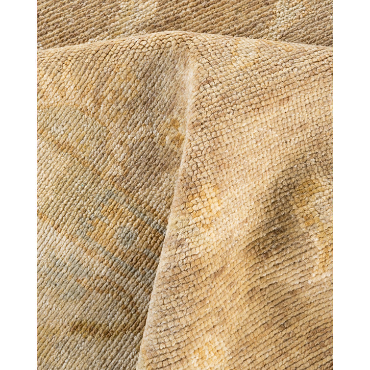 Gold Hand-Knotted Wool Rectangular Area Rug, 8' 3" x 10' 4"