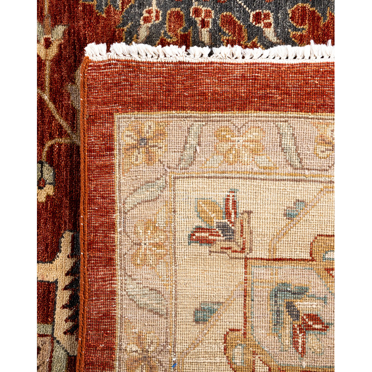 Oushak Red and Beige Hand-Knotted Wool Area Rug