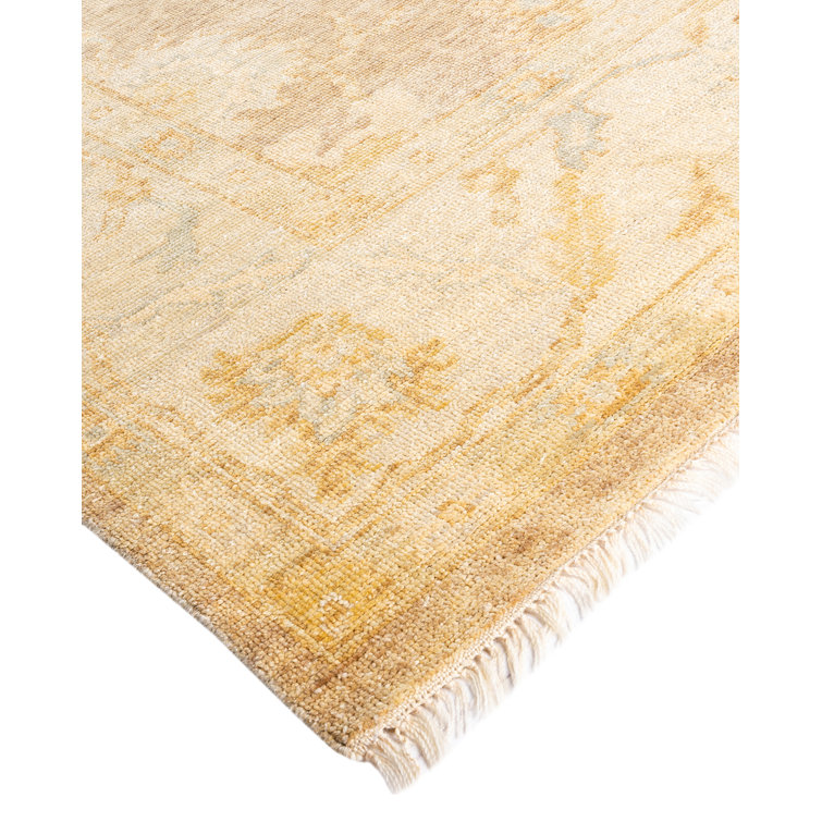 Gold Hand-Knotted Wool Rectangular Area Rug, 8' 3" x 10' 4"