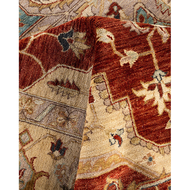 Oushak Red and Beige Hand-Knotted Wool Area Rug