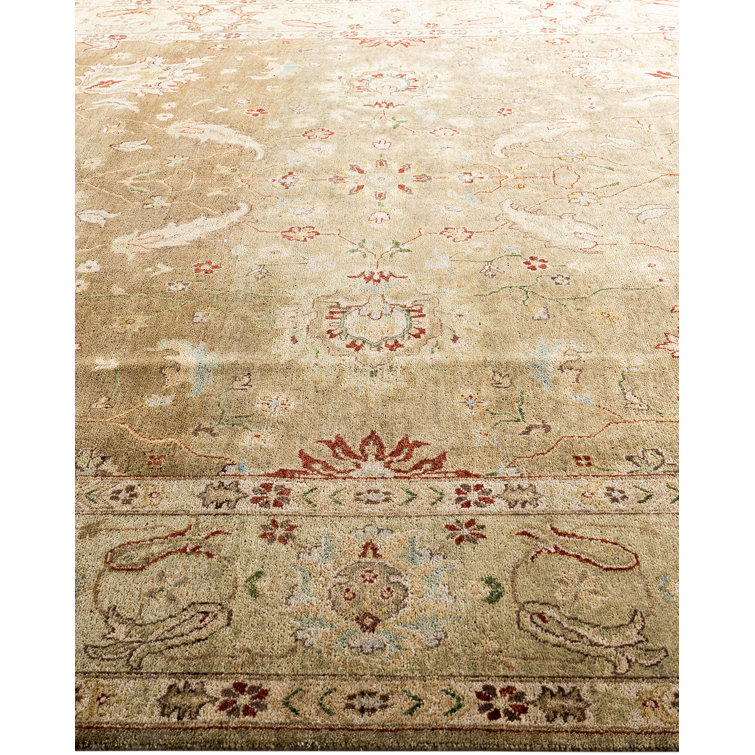 Oushak Hand-Knotted Beige and Brown Wool Area Rug
