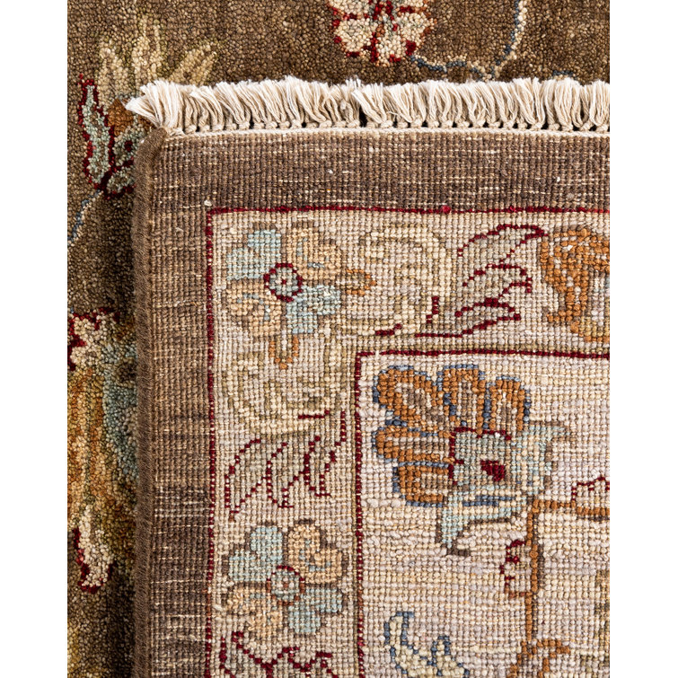 Handmade Brown and Beige Wool Area Rug, 8' 2" x 9' 9"