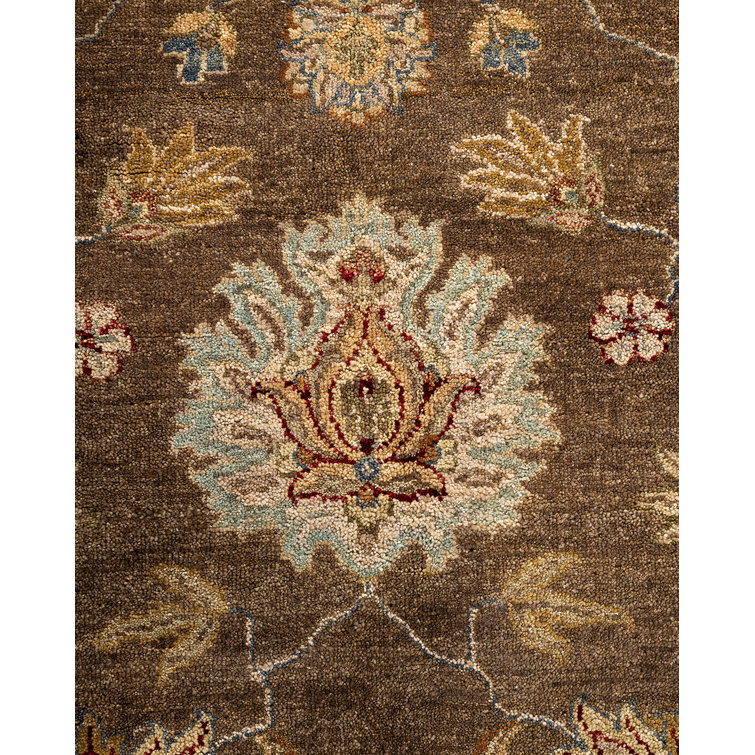 Handmade Brown and Beige Wool Area Rug, 8' 2" x 9' 9"