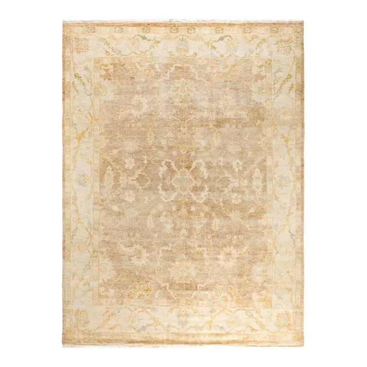 Gold Hand-Knotted Wool Rectangular Area Rug, 8' 3" x 10' 4"