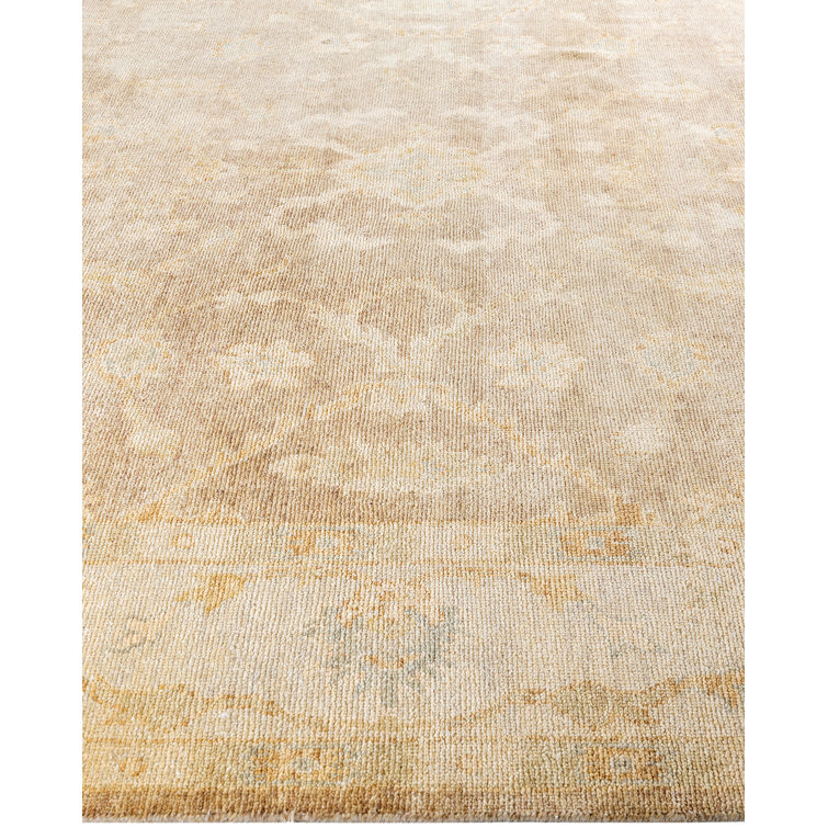 Gold Hand-Knotted Wool Rectangular Area Rug, 8' 3" x 10' 4"