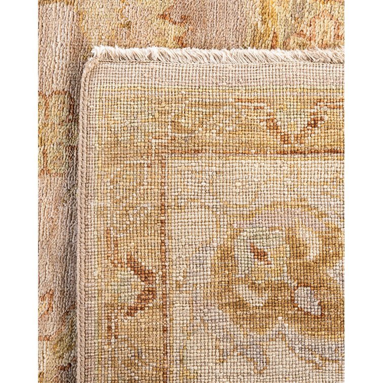 Handmade Beige and Light Brown Wool Rectangular Area Rug