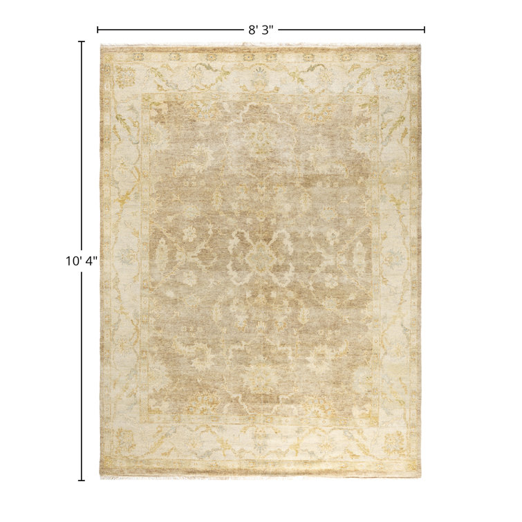 Gold Hand-Knotted Wool Rectangular Area Rug, 8' 3" x 10' 4"