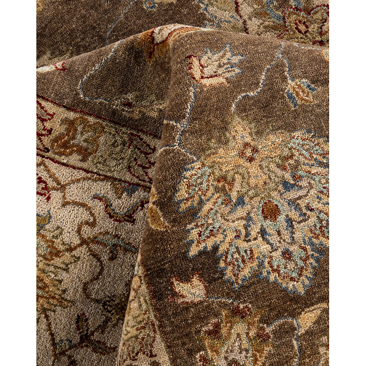 Handmade Brown and Beige Wool Area Rug, 8' 2" x 9' 9"