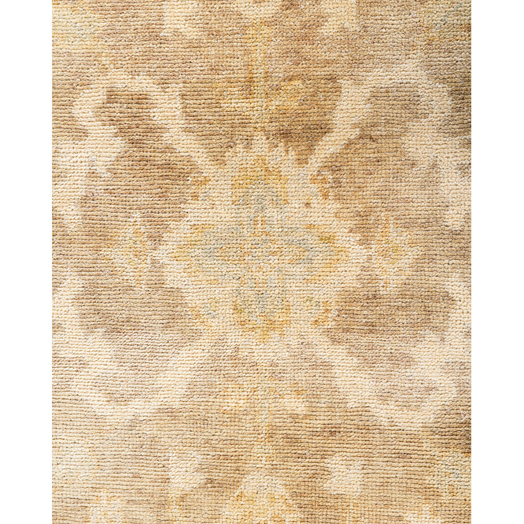 Gold Hand-Knotted Wool Rectangular Area Rug, 8' 3" x 10' 4"